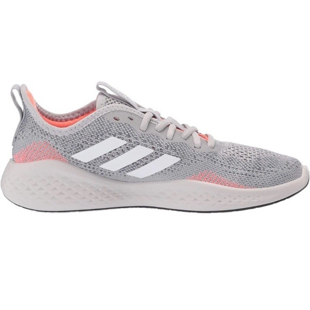 adidas Fluidflow Running Shoes Mens Gray White Signal Coral Knit Mesh Sneaker